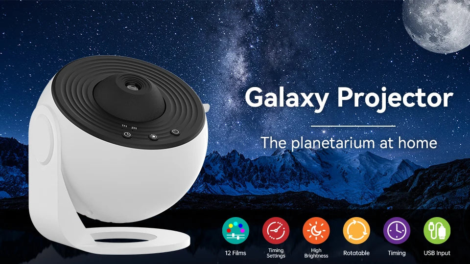Planetarium Galaxy Projector (360° + Remote)