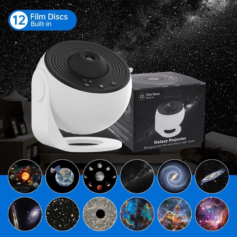 Night Light Galaxy Projector – 360° Starry Sky • Rotating Planetarium Lamp