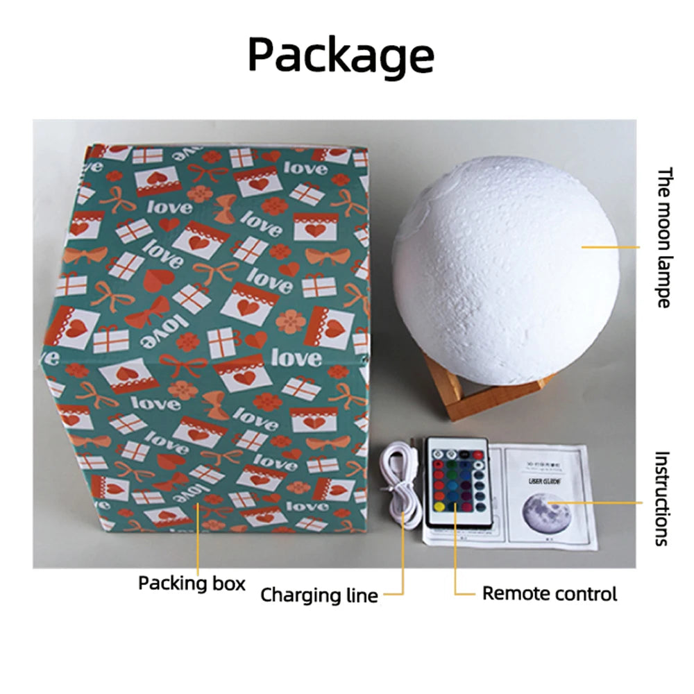 3D Moon Lamp – Personalized Photo & Text • USB Night Light