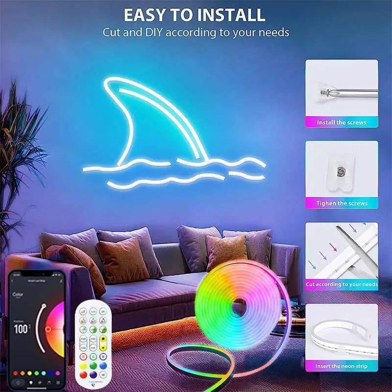 ✨ Smart RGB LED Strip Light – App Control + Music Sync (1–5m)