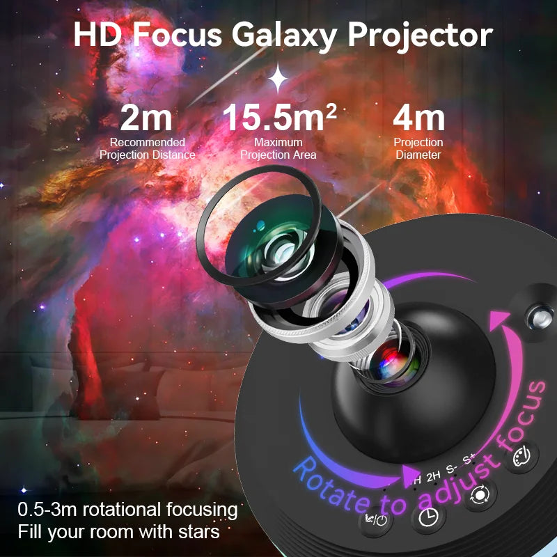 Galaxy Star Projector 12-in-1 – Meteor Mode • Rotating Space Lamp • Kids & Bedroom Night Light