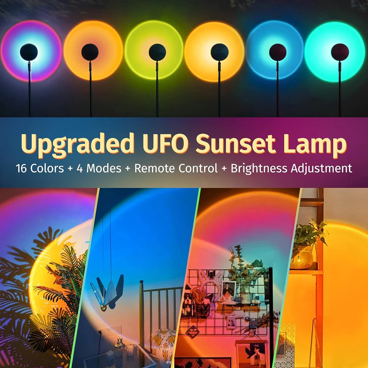 Sunset RGB Lamp – Remote Control • Mood Light • Aesthetic Ambience