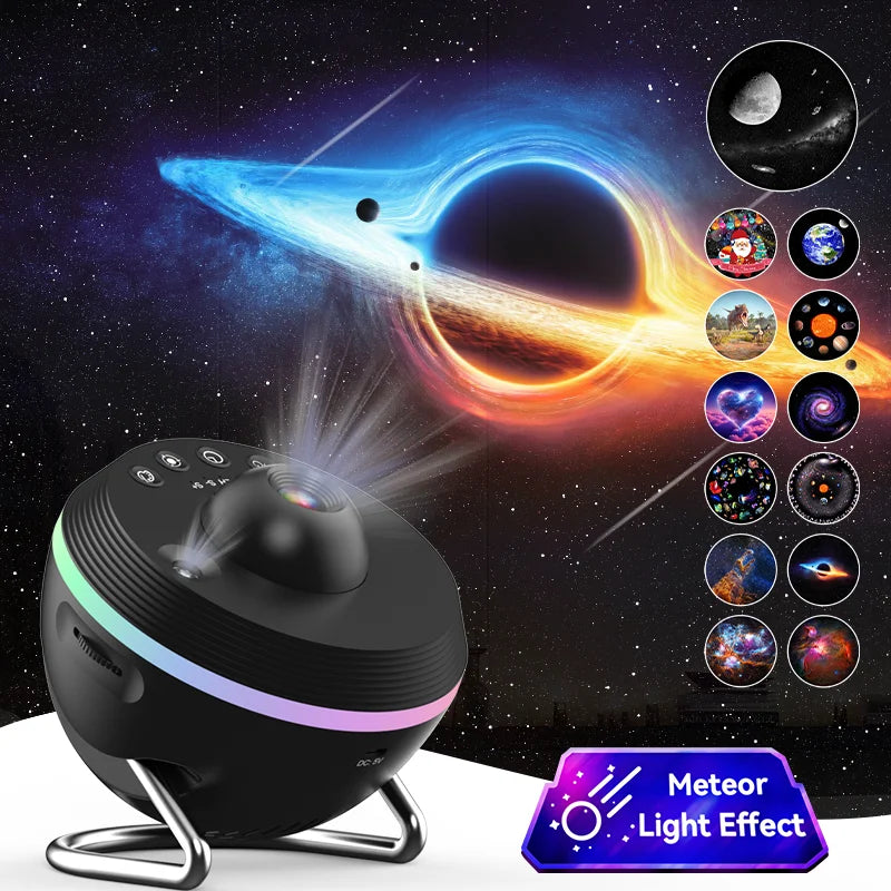 Galaxy Star Projector 12-in-1 – Meteor Mode • Rotating Space Lamp • Kids & Bedroom Night Light