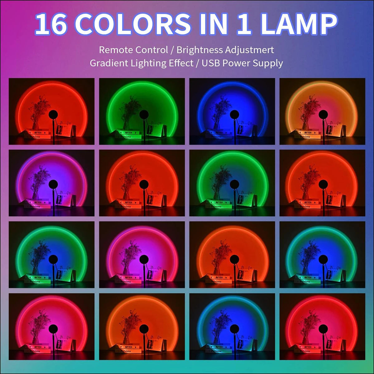 Sunset RGB Lamp – Remote Control • Mood Light • Aesthetic Ambience