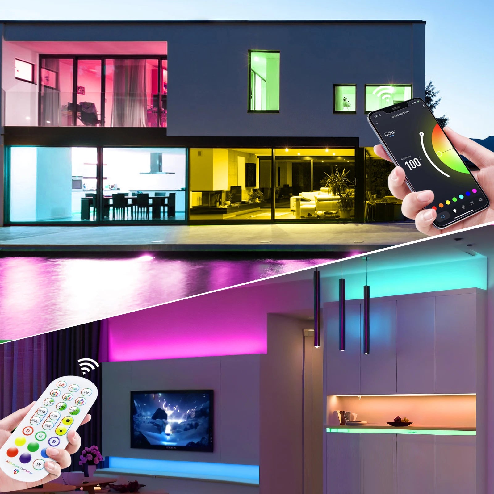 ✨ Smart RGB LED Strip Light – App Control + Music Sync (1–5m)