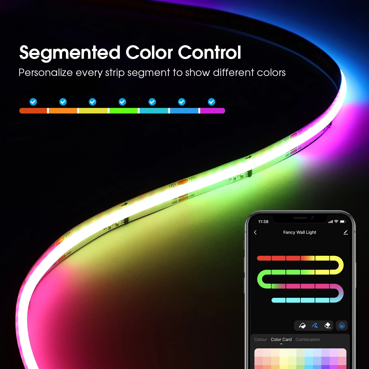 Smart RGBIC LED Strip – WiFi App Control (1–5m)