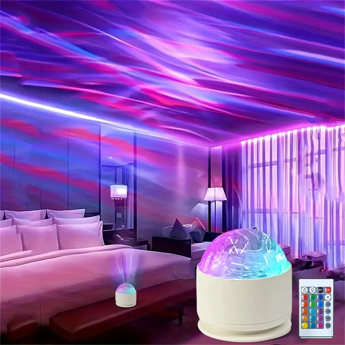Northern Aurora Projector – Water Ripple • RGB Atmosphere Lamp • Remote Control