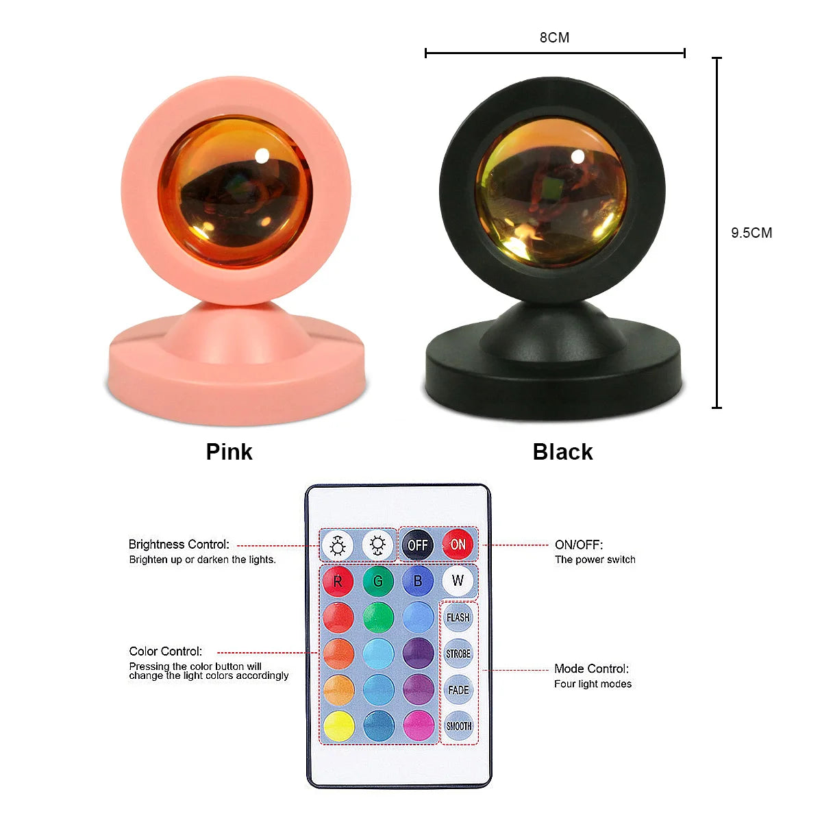 Sunset RGB Lamp – Remote Control • Mood Light • Aesthetic Ambience