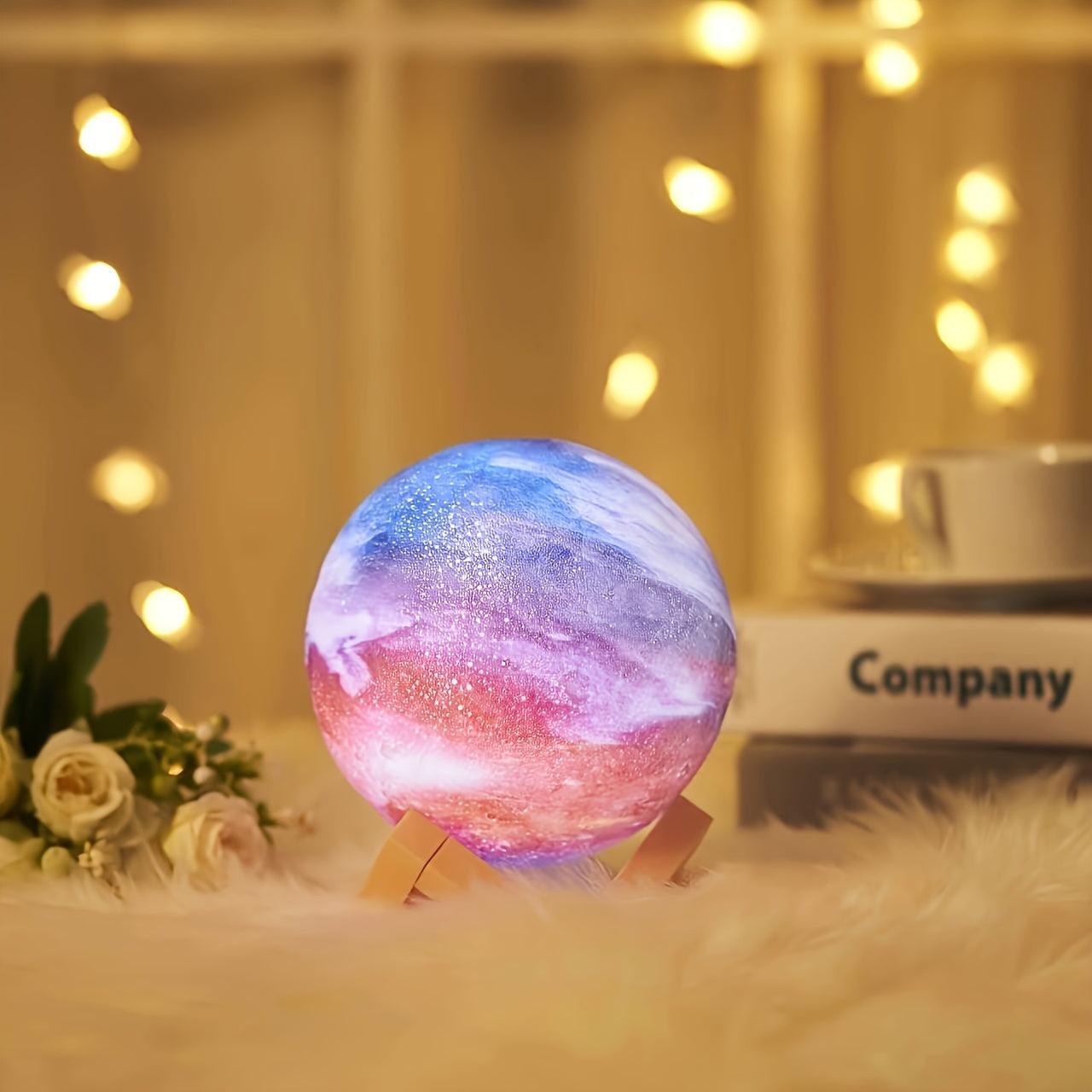 16-Color 3D LED Moon Lamp – Galaxy Design • USB Powered • Remote Control • Wooden Stand